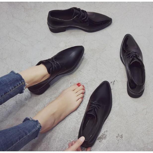 Siêu Hot 2021 giày oxford nữ mũi nhọn da bóng và da lì hàng Quảng Châu | BigBuy360 - bigbuy360.vn