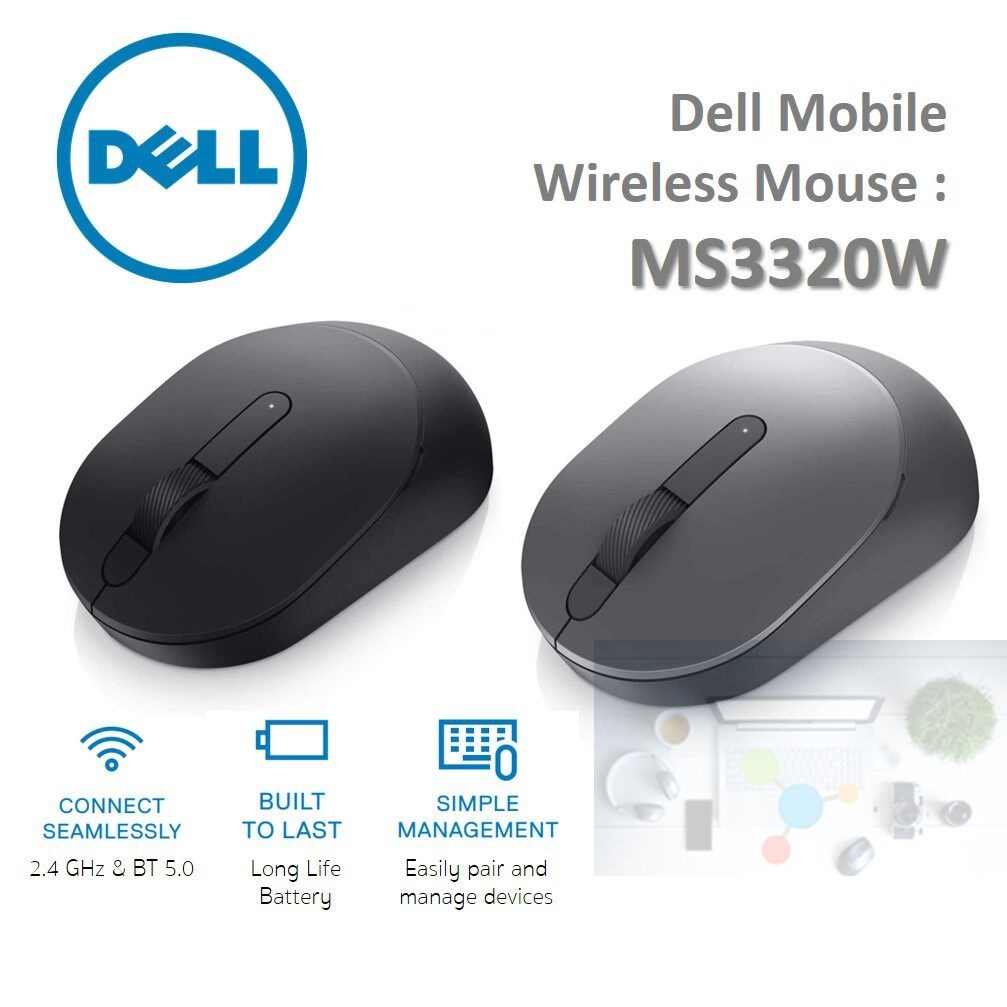 Dell MS3320W Mobile Wireless Mouse - Chuột không dây kết nối 2 thiết bị: 1 USB và 1 Bluetooth - Multi Device dual mode