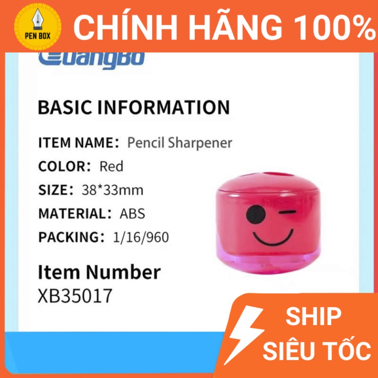 Gọt chì mini 2 lỗ hình mặt cười đáng yêu GuangBo XB35017, LOAI 1, LOẠI TỐT BỀN BỈ KHÔNG ĐỘC HẠI (1 Chiếc )) , Penbox