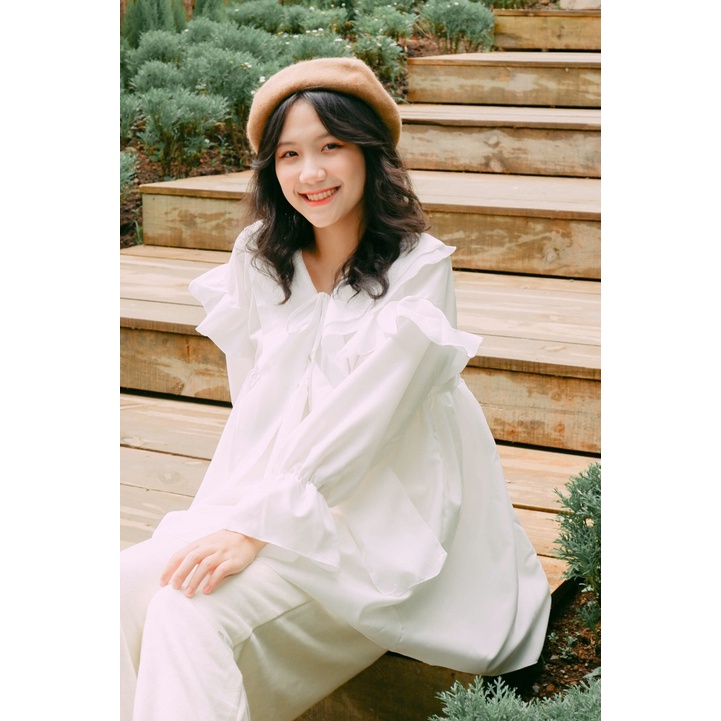 Áo Váy Đầm Baby Doll Form Rộng màu trắng - AAG99 VAY007