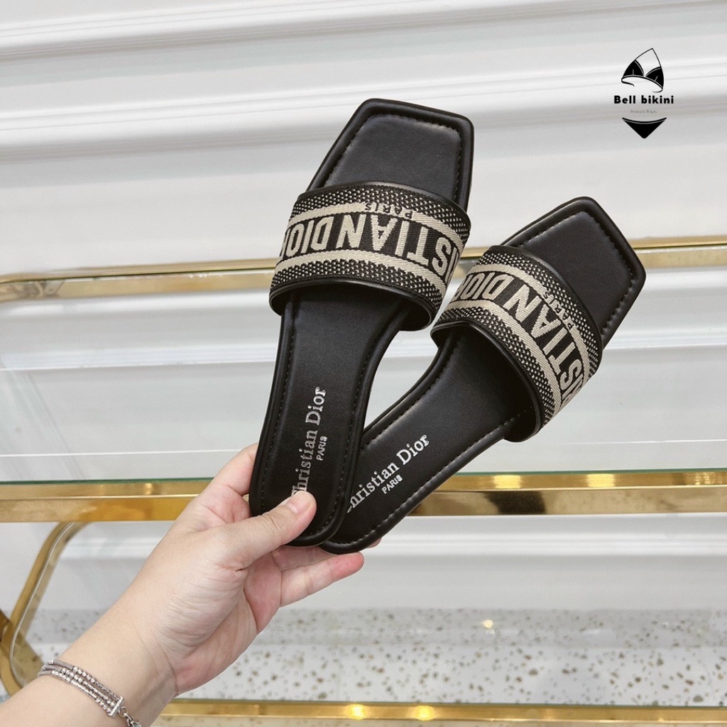 Dép Lê Thổ Cẩm Chri.Stian Di.Or Quai Chun Thời Trang Sang Chảnh - Dép Lê Quai Ngang Đế Bệt Mũi Tròn - Bell Bikini - D043