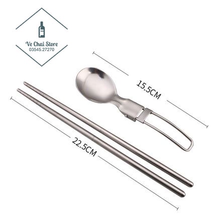 Bộ muỗng đũa 2 cái gấp gọn cắm trại - dã ngoại - văn phòng - nhà trọ - câu cá - ngoài trời