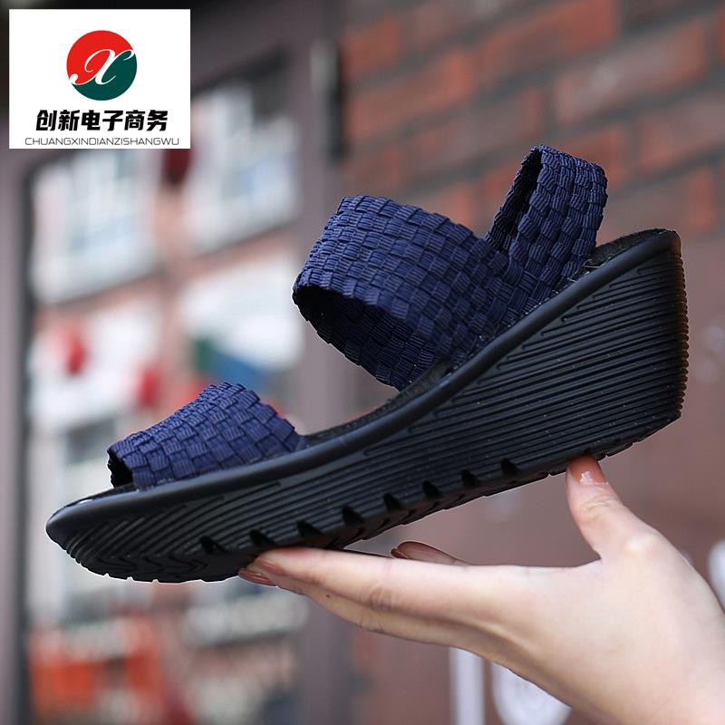 Plus Giày Sandal Đế Xuồng Thoáng Khí Phong Cách Hàn Quốc Thời Trang Mùa Hè Cho Nữ Skechers3839