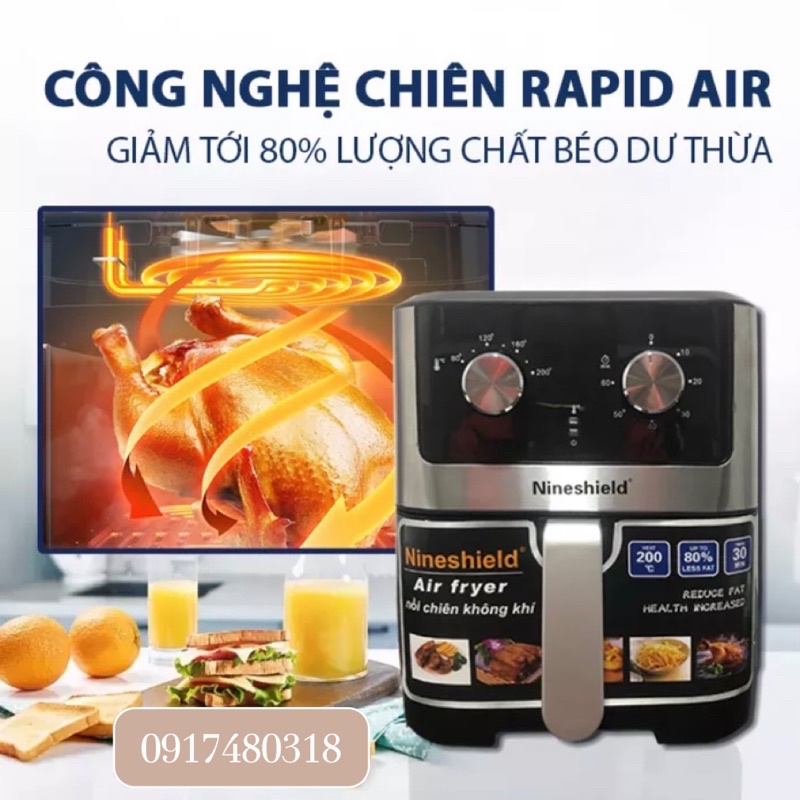 Nồi Chiên Không Dầu Nineshield KB-1000/ 9L