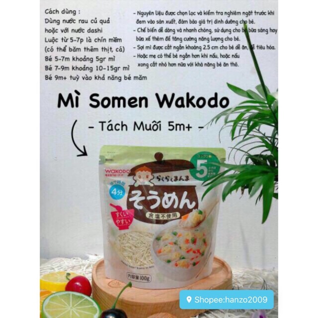 [wakodo] Mì somen/udon/nui  tách muối Nhật Bản