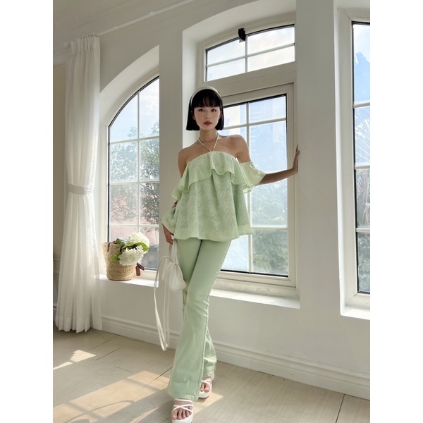 Beachclub-áo Babydoll cổ yếm