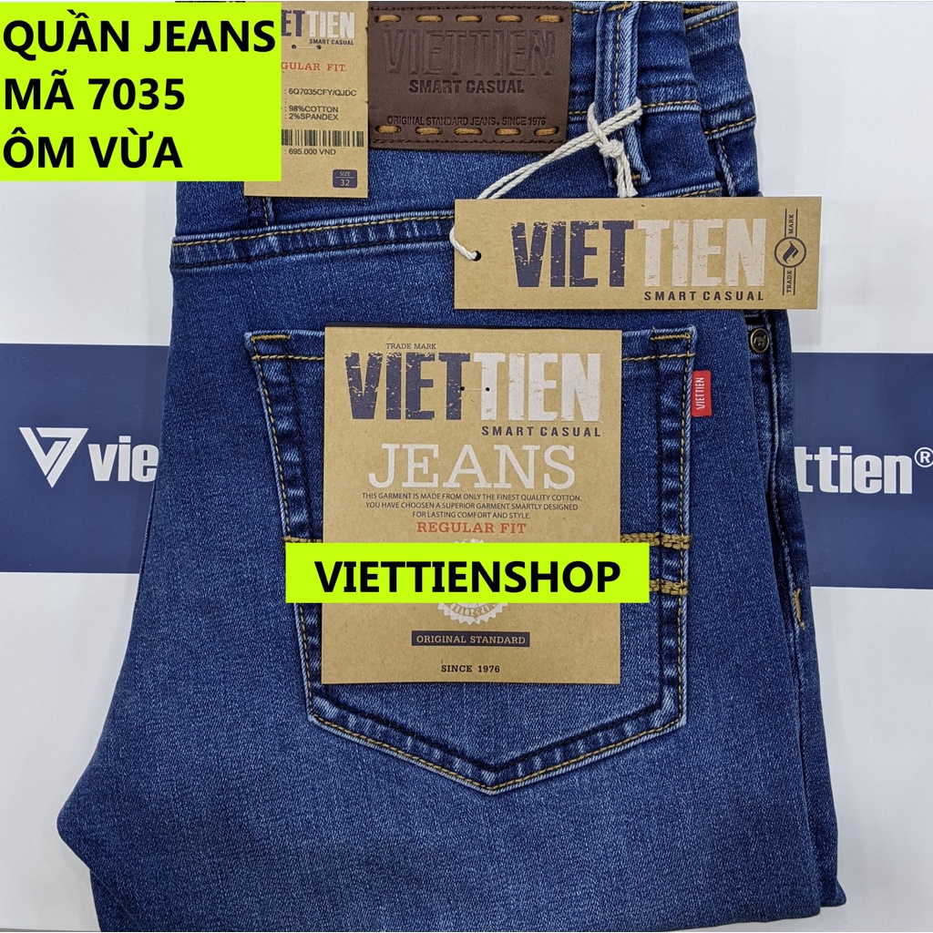 (7035 JRF) QUẦN JEANS VIỆT TIẾN FORM ÔM VỪA REGULAR FIT