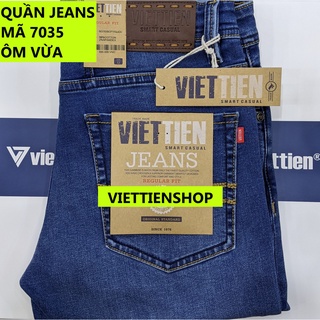 Quần jeans việt tiến form ôm vừa regular fit
