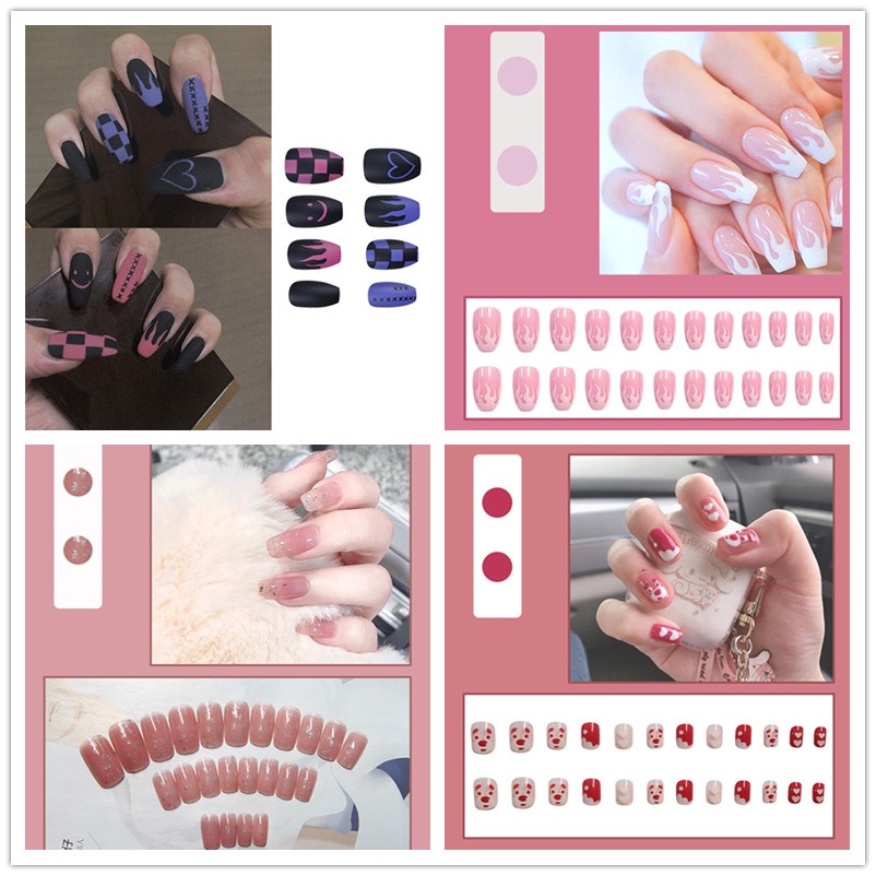 Set 24 Móng Tay Giả Trang Trí Nghệ Thuật DIY