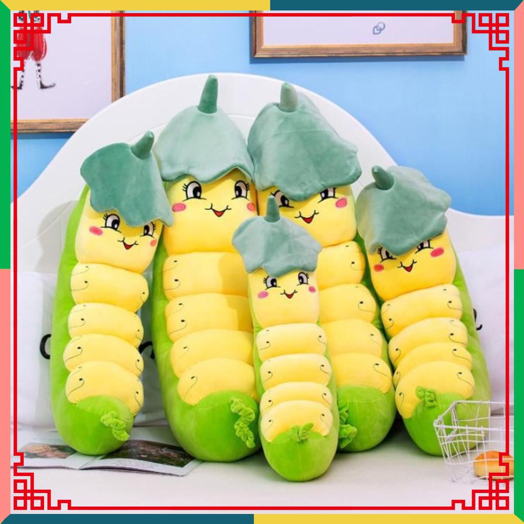 HÀNG ĐẸP- Gấu Bông Sâu Đậu - Thú Nhồi Bông Sâu Đậu Cao Cấp 100% là bông gòn 3D - Siêu mềm mịn