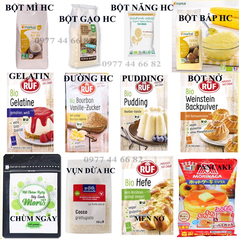 Bột nở, Bột mì, Gelatine, Bột năng, Bột bắp, bột năng, Bột pancake Ruf bột làm bánh hữu cơ cho bé