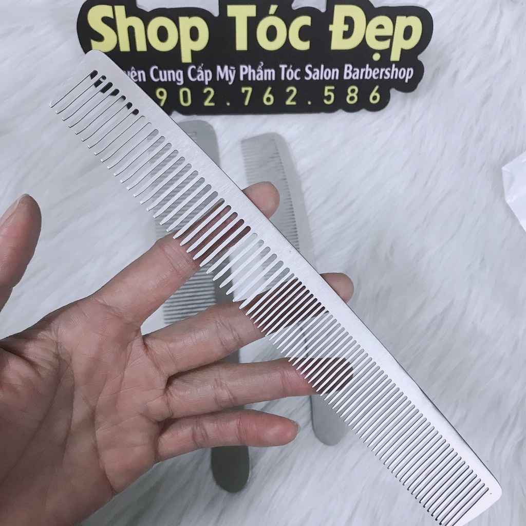 Lược Thép Cắt Tóc Nam Nữ chuẩn Barber, Lược Cắt Tóc Inox Bằng Thép Không Chải Cực Bám Tóc