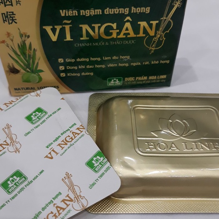 Viên ngậm dưỡng họng Vĩ Ngân – Hỗ trợ giảm ho, đau rát họng do viêm họng, viêm phế quản (10 viên)