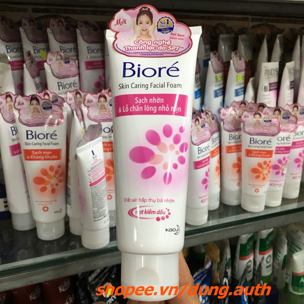 Sữa Rửa Mặt 100g Biore màu hồng Sạch Nhơn Và Làm Mịn Lỗ Chân Lông Chính Hãng.