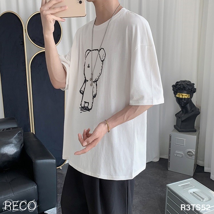Áo thun, phông nam Hàn Quốc cao cấp dáng rộng tay lỡ T-Shirt Loose R3TS52 Unisex