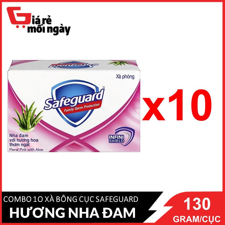 COMBO 10 bánh Safeguard Nha đam (Hồng) 130gX10