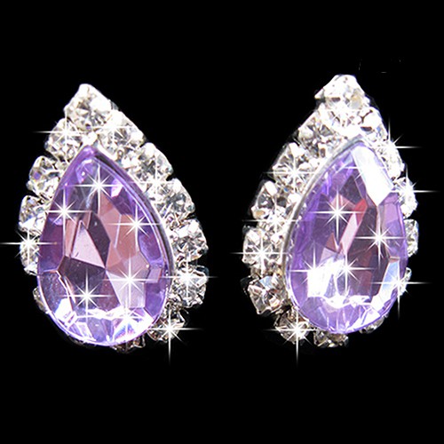 (Hàng Mới Về) Bộ vòng cổ + Bông Tai Đính Đá Pha Lê Hình Giọt Nước Sang Trọng