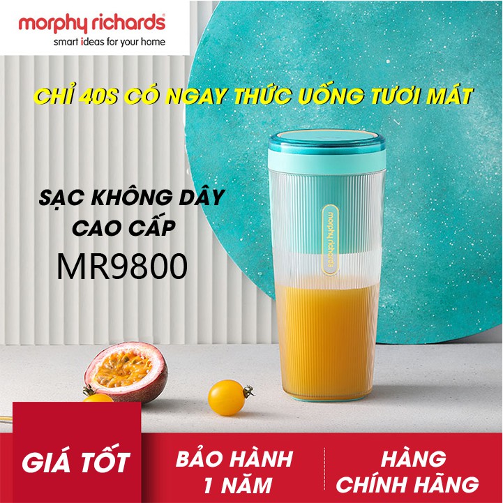 Máy xay mini cầm tay đa năng Morphy Richards MR9800 - Nhỏ gọn tiện tợi, đế sạc không dây hiện đại - BH 12 THÁNG