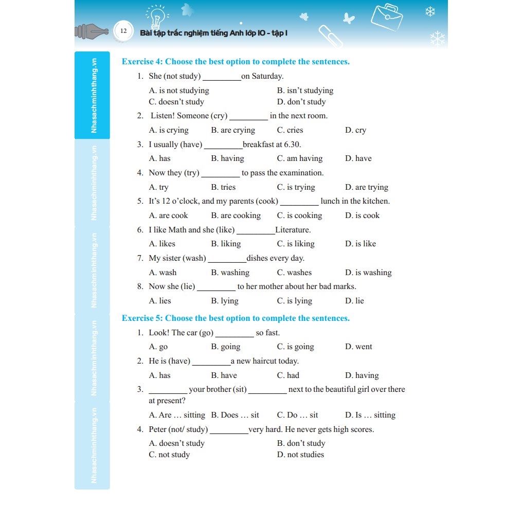 Sách- Bài tập trắc nghiệm tiếng Anh lớp 10 tập 1-Có đáp án