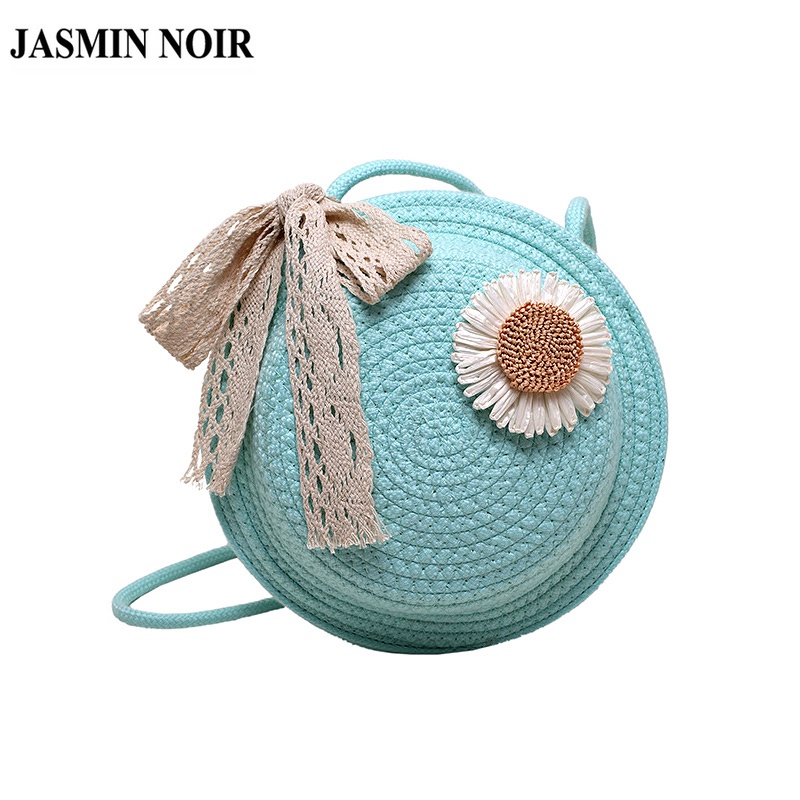 Túi Đeo JASMIN NOIR Chéo Hình Tròn Đính Nơ Hoa Thời Trang Cho Nữ
