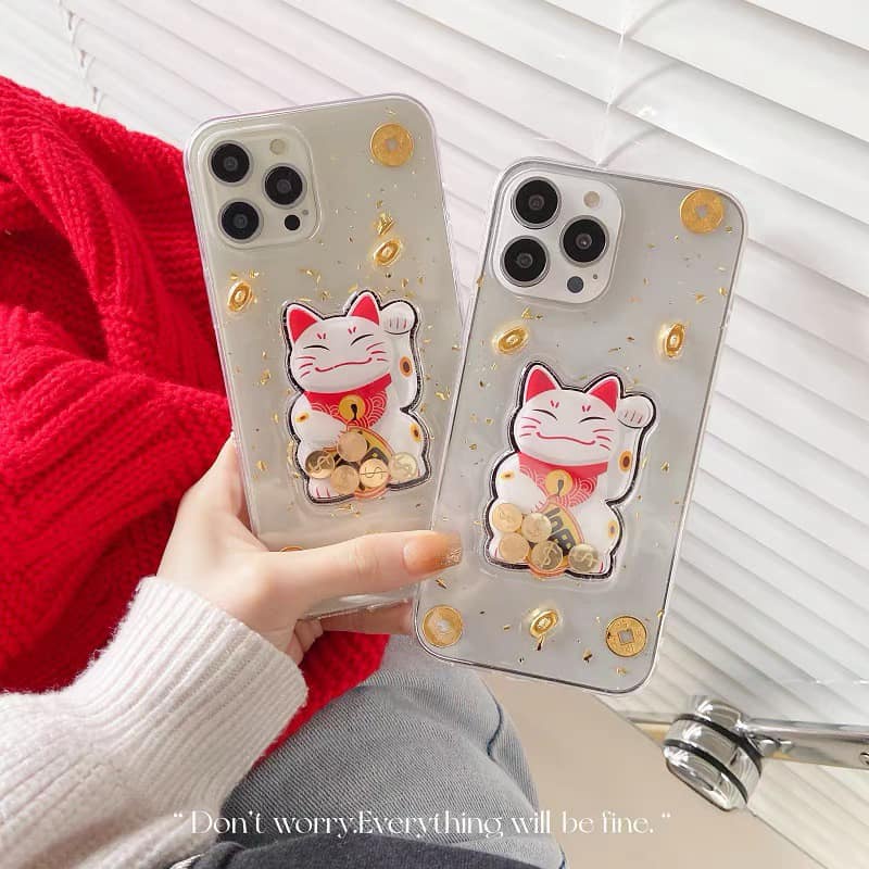🌸 Ốp lưng iphone - Ốp iphone 🌸mèo thần tài may mắn lắc tiền xu hot trend full viền i/7plus/8/8plus/x/xsmax/11/12/pro/13