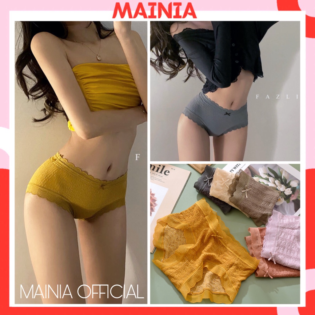 [Siêu Dày, Co Giãn] Quần Lót Nữ Cotton Cao Cấp Viền Ren Nhiều Màu Chíp Nữ Cotton Dễ Thương Mainia Shop