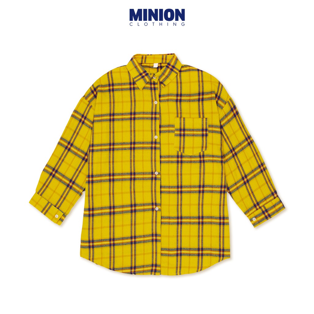 Áo sơ mi kẻ caro Minion Clothing form rộng, dáng Unisex, phong cách Ulzzang Streetwear A2628