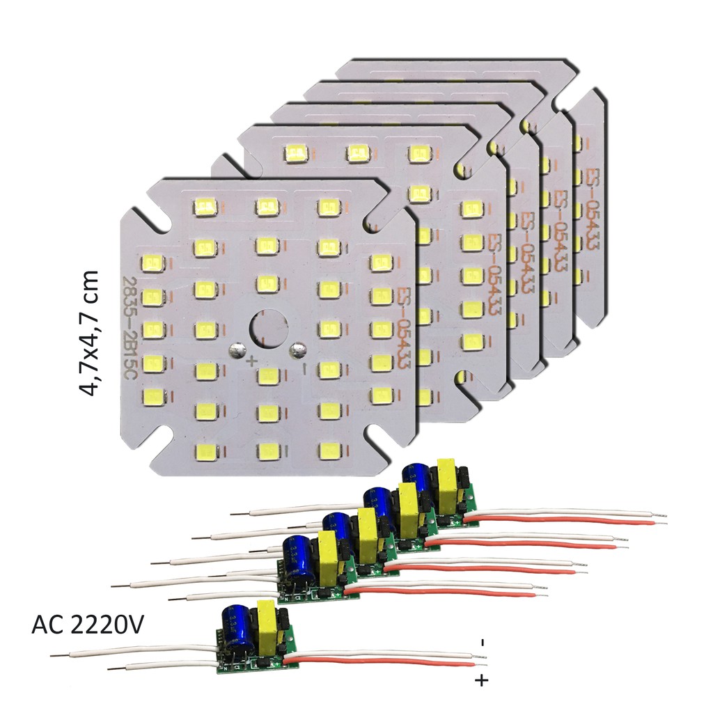 5 Bảng bo vỉ mạch Led 30w 30 mắt chip Led 2835 siêu sáng + nguồn drive AC220V MLC-H30x