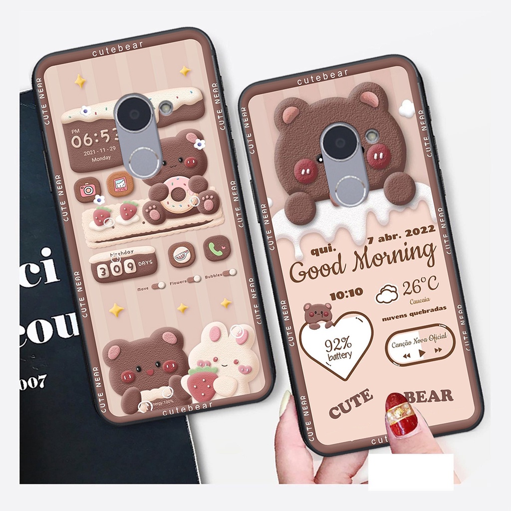 Ốp lưng Huawei Y7 PRIME 2017 in hình Gấu nâu - hồng, Gấu Be@rick  cực CUTE, DỄ THƯƠNG