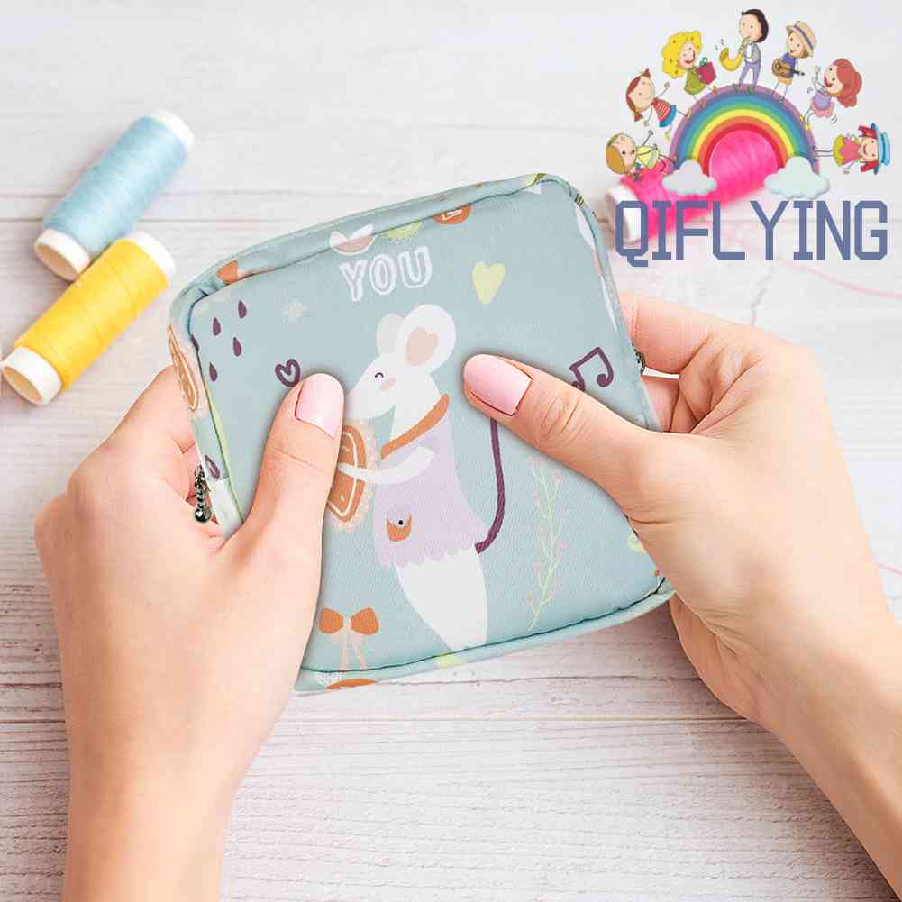 Qifly Túi Đựng Băng Vệ Sinh Trang Điểm Mini Tiện Dụng Cho Nữ
