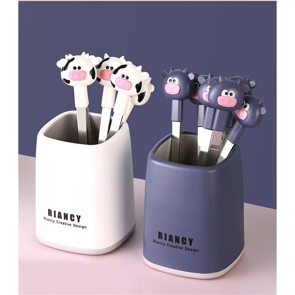 Nĩa Ăn Trái Cây / Tráng Miệng Hình Bò Hoạt Hình Tái Sử Dụng 1 Lần Cho Bé