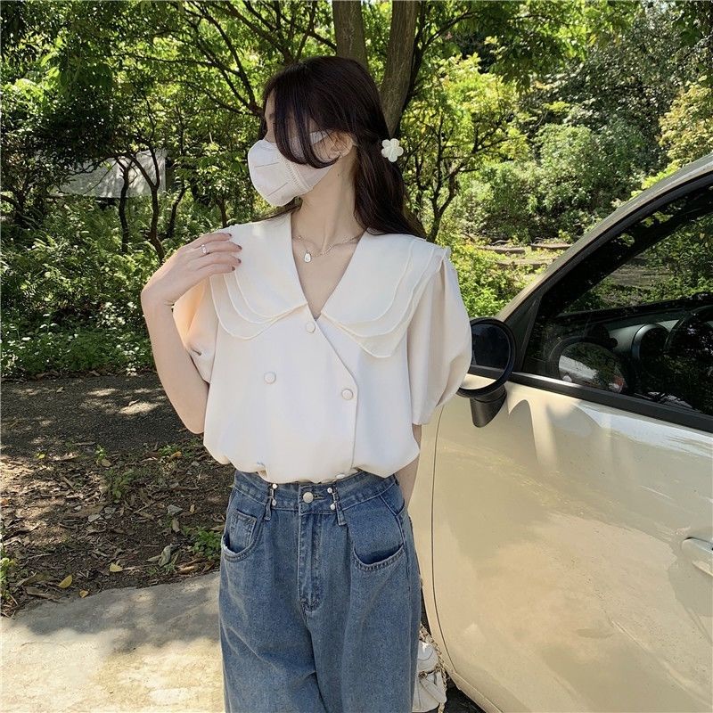 Áo Sơ Mi Tay Ngắn Kẻ Sọc Ca Rô Đính Nơ Thời Trang Mùa Hè 2022 Cho Nữ