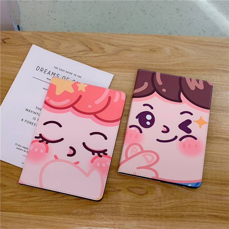 【really stock】The New Apple IPad Air Pro 7.9 9.7 10.5 11 10.2 10.9" Inch Mini 1/2/3/4/5 2017/2018/2019/2020/2021 Cute Baby with big face Cartoon Auto Sleep Case Cover Protector Sleeves Holder