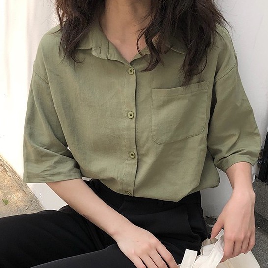 [SẴN] Áo sơ mi nữ ngắn tay Ulzzang Quảng Châu ASM34