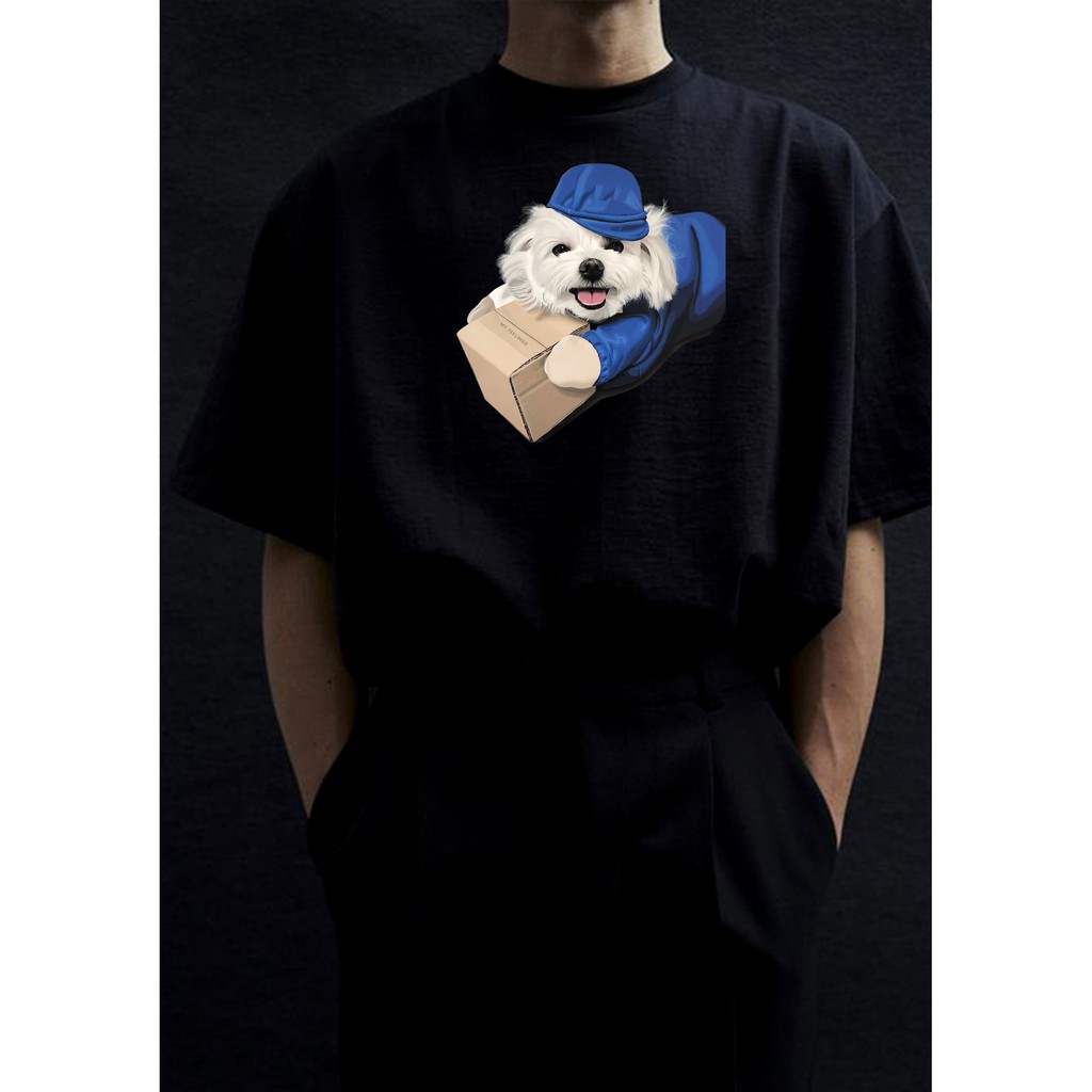 Áo thun đẹp Bnw in hình con chó, áo phông tay lỡ chất cotton form rộng Unisex cho nam nữ