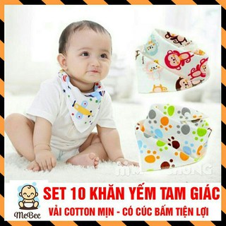 Set 10 khăn yếm tam giác cúc bấm cho bé