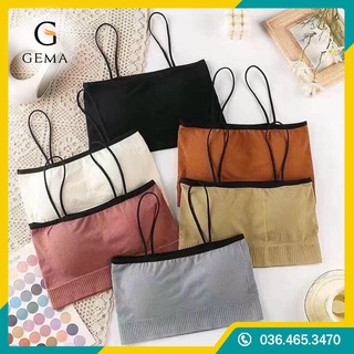 Áo bra nhiều màu phối viền đen cá tính, Áo croptop thun 2 dây phối viền ngực đen có đệm ngực
