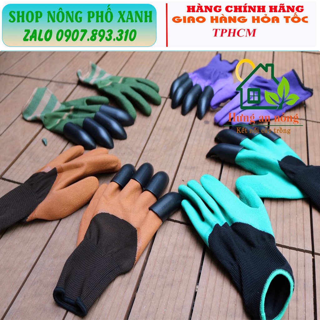 Bộ găng tay làm vườn thiết kế thông minh chống thấm nước hỗ trợ móng vuốt dùng cào xới đất FREE SIZE