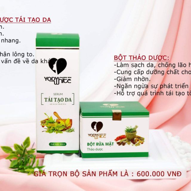 Combo Tái Tạo Da và Bột Rửa Mặt Yody White Phương Anh
