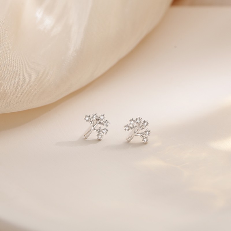 Bông tai bạc nữ DaLiA Jewelry hình cây pha lê thanh lịch đủ màu trắng - vàng