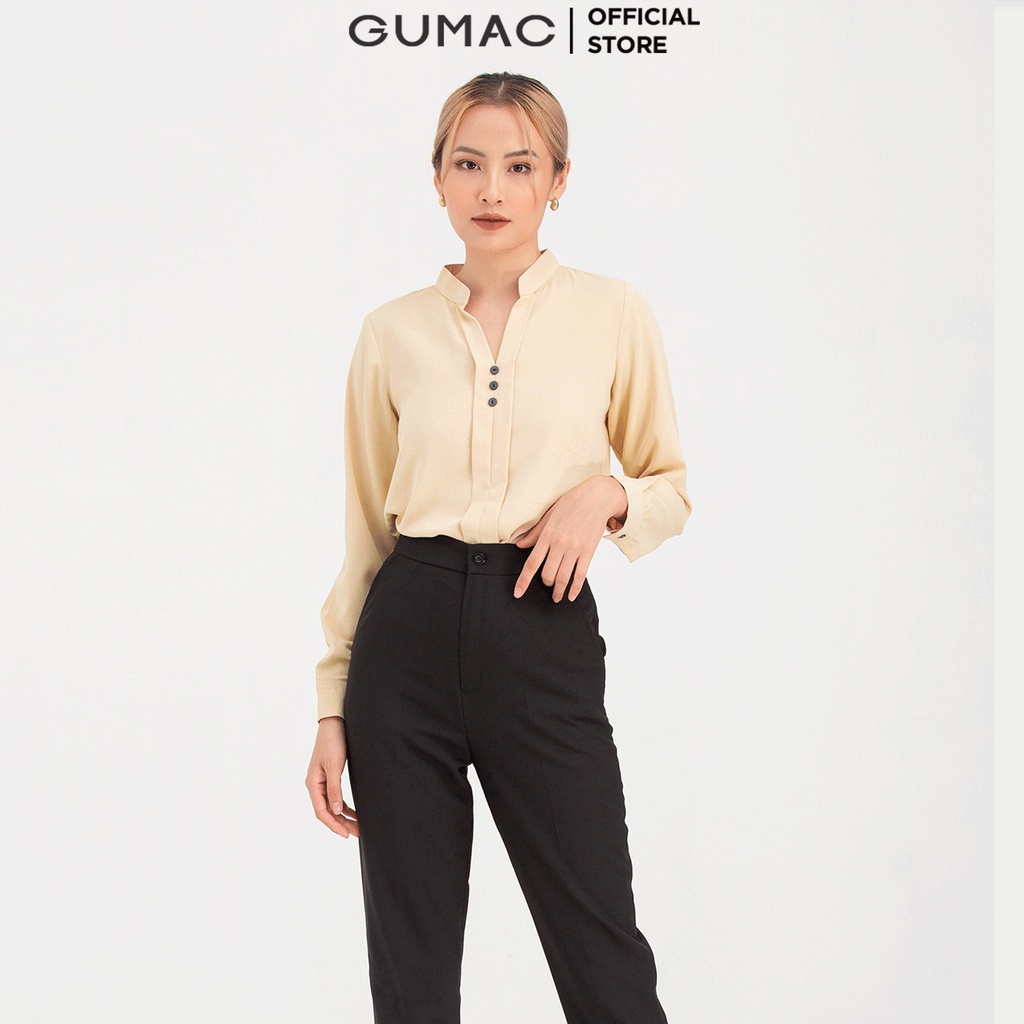 [Mã WABRGUM giảm 10% tối đa 30K đơn 99K] Áo sơ mi nữ thiết kế 3 nút cách điệu GUMAC AC05005