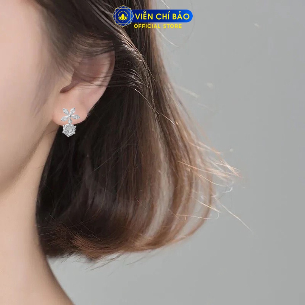 Bông tai bạc nữ hoa đá chất liệu bạc nữ 925 thời trang phụ kiện trang sức nữ thương hiệu Viễn Chí Bảo B400466-