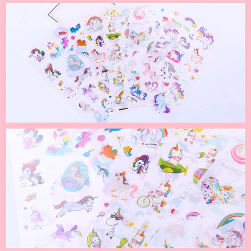 Set 6 tờ hình dán phong cách kì lân trang trí sổ tay máy tính ván trượt đa dụng