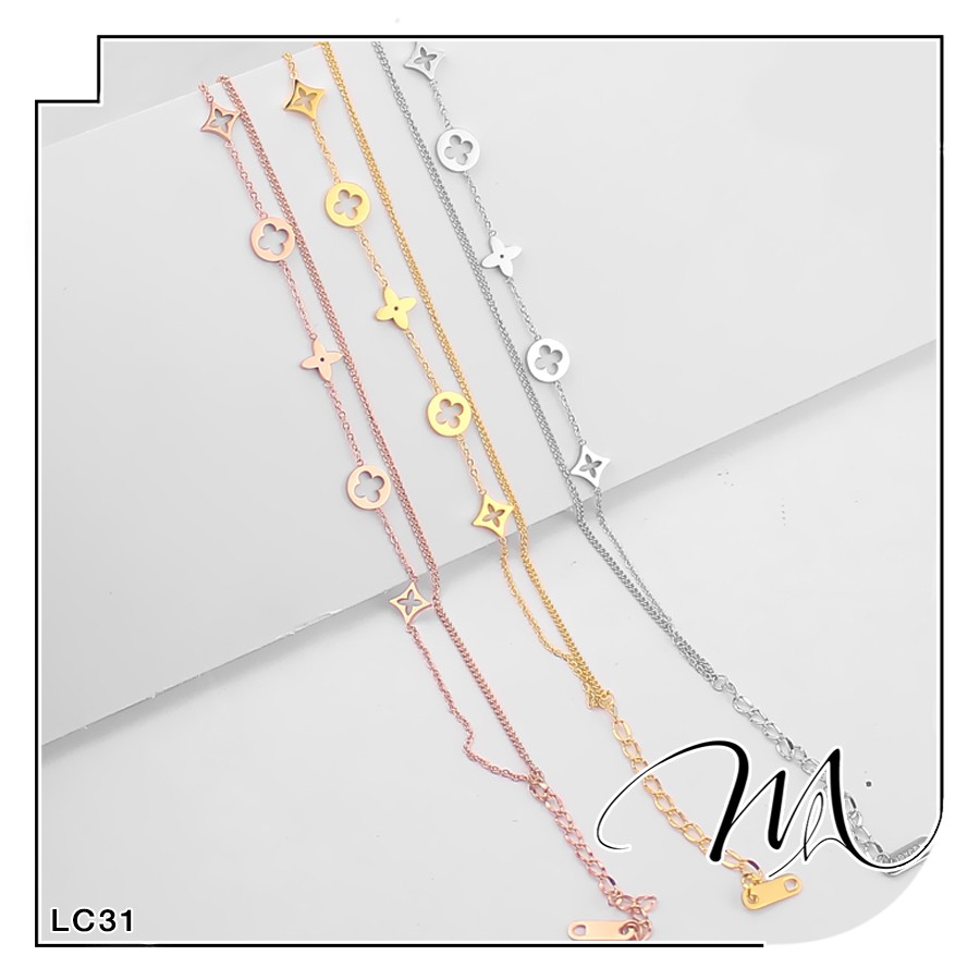 Lắc chân nữ Titan dây đôi hình cánh hoa rỗng xinh xắn - Măng’s House LC31