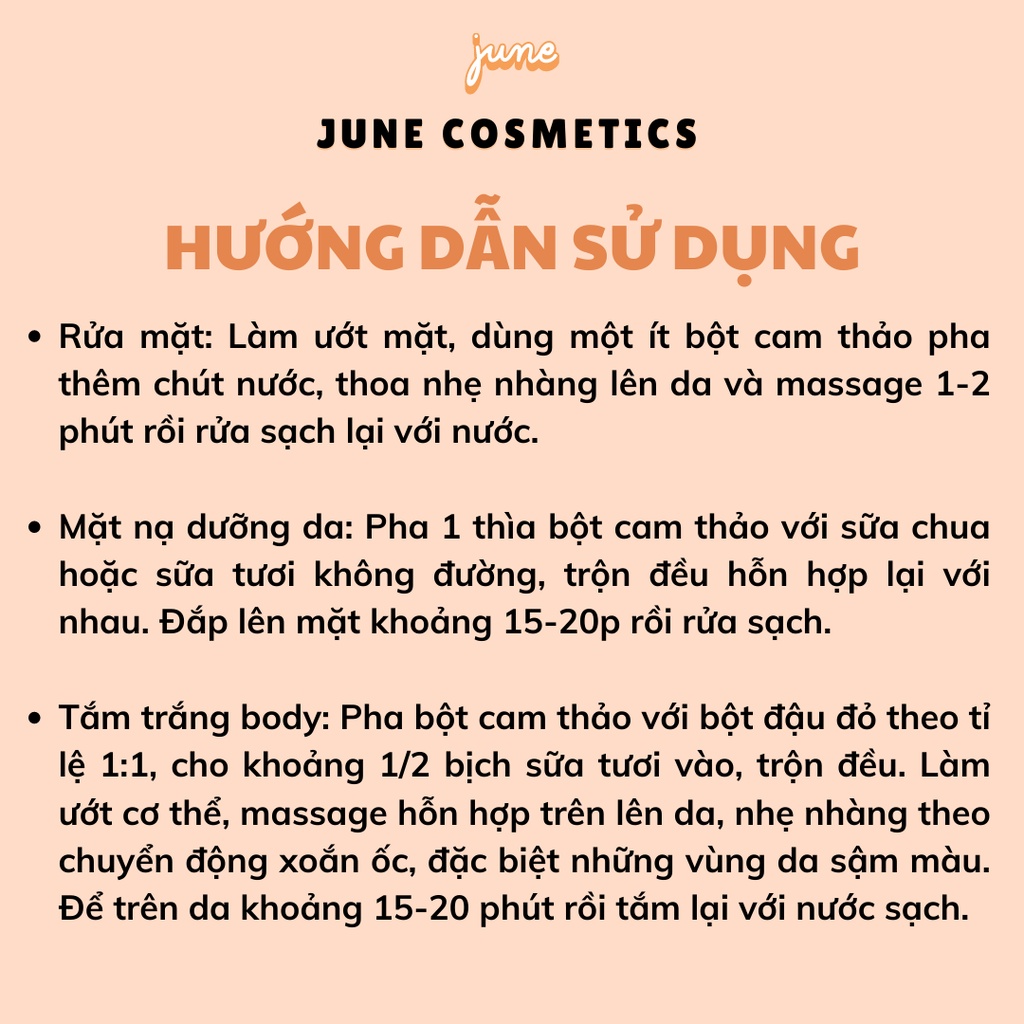 Bột cam thảo tắm trắng nguyên chất giảm mụn thâm body June Cosmetics | BigBuy360 - bigbuy360.vn
