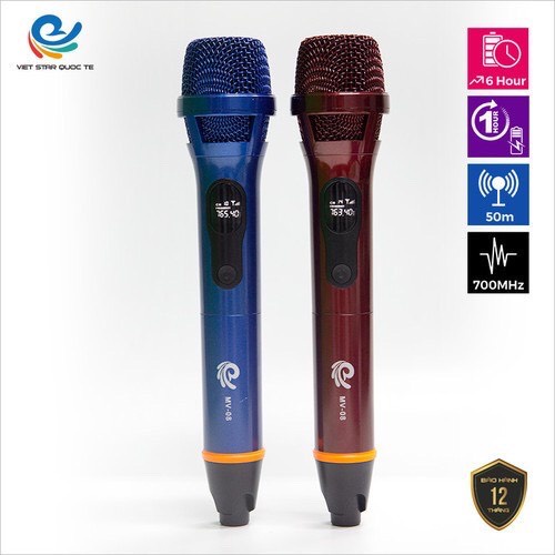 [BẢO HÀNH 12 THÁNG] Bộ 2 Micro Không Dây Hát Karaoke V-W108 dành Cho Loa Kéo/Amply,Tần Số 50