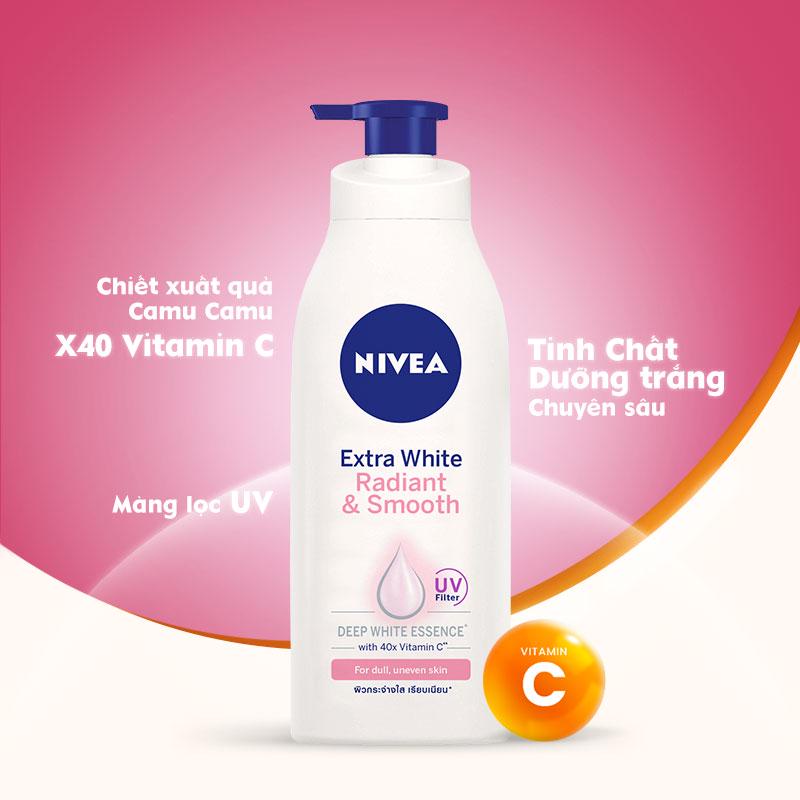 Sữa dưỡng thể Nivea Extra White Radiant &amp; Smooth UV Body Lotion - dưỡng trắng body ban ngày 400ml