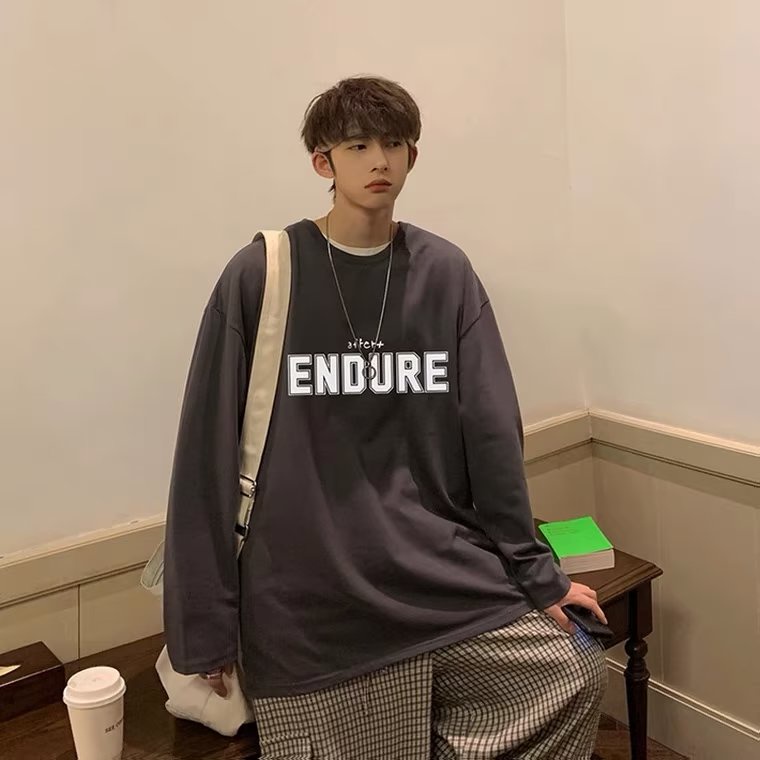 Áo Thun Tay Dài Cổ Tròn Dáng Rộng In Chữ Cỡ Lớn Thoải Mái Thời Trang Cho Nam Và Nữ M-5XL