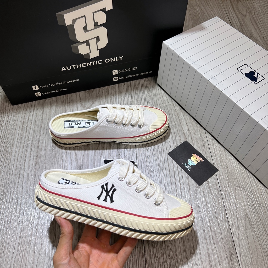 [CHÍNH HÃNG] Giày thể thao MLB MULE WHITE 2022 FULL BOX TAG CHECK HIDDEN TAG