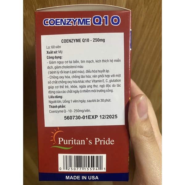 COENZYME Q10 Puritan's Pride- Viên uống hỗ trợ tim mạch